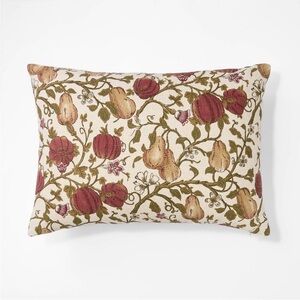 Studio McGee Floral Accent Pillow - Red/green/cream. 14” x 20”